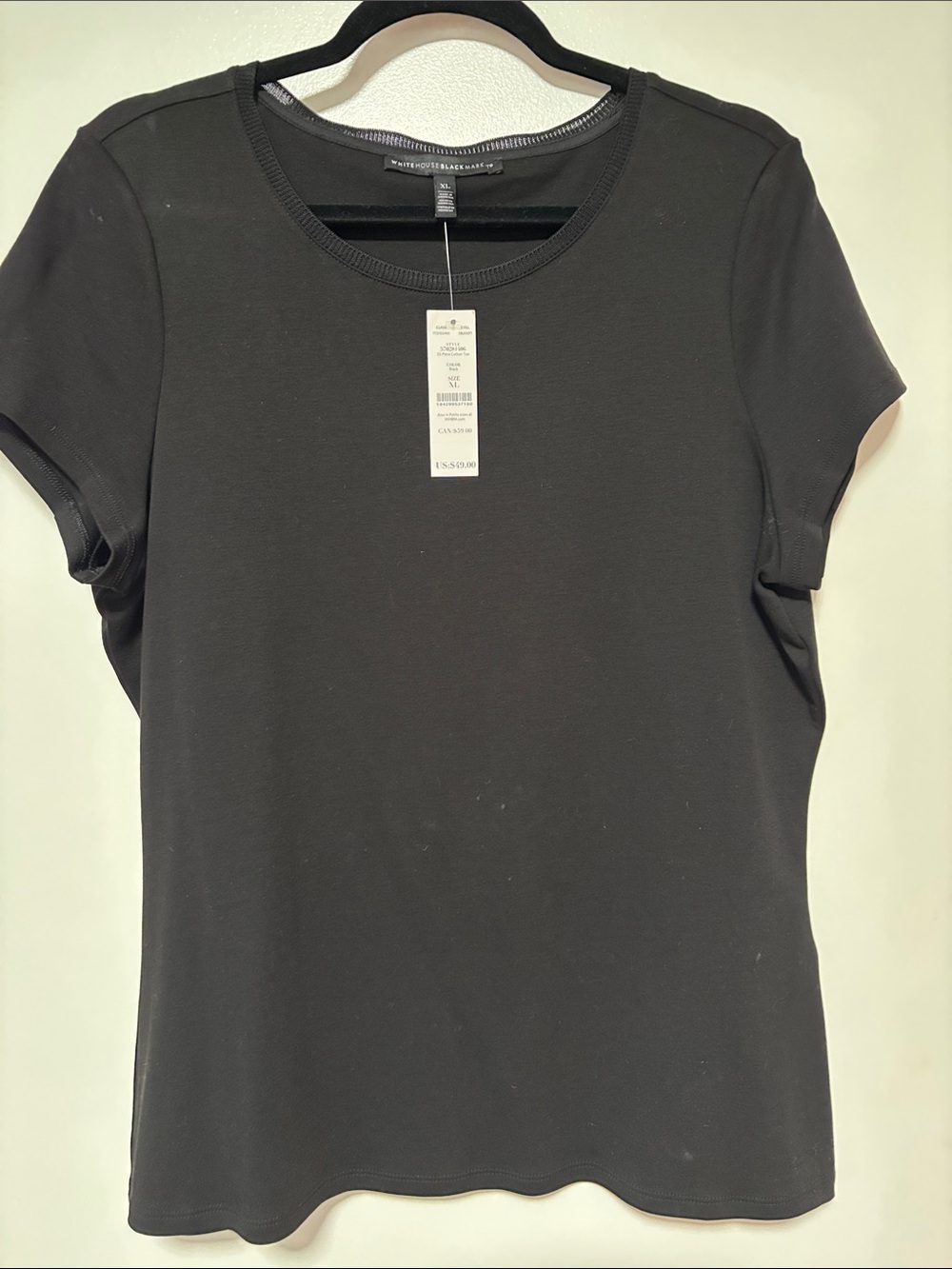 White House Black Market Black Short-Sleeve Crewneck Top